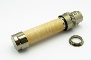 Porte-moulinet Downlock de style Garrison en titane fumé avec insert en liège
