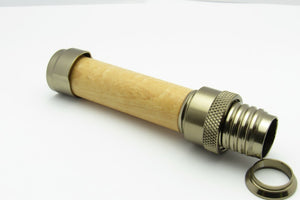 Porte-moulinet Downlock de style Garrison en titane fumé avec insert en liège