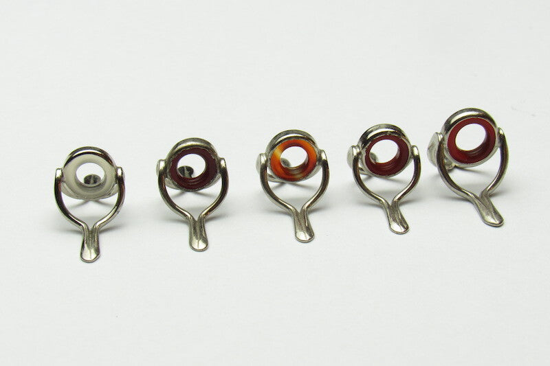 NOS Agate Fly Rod Stripping Guide 8mm SET (5 PCS) AMBER RED MIX Silver