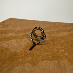 STRUBLE Natural Agate Ring - STRIPED BROWNIE - Dark Nickle Frame